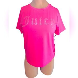 Juicy Couture Vibrant Pink Tee with Rhinestone Detail